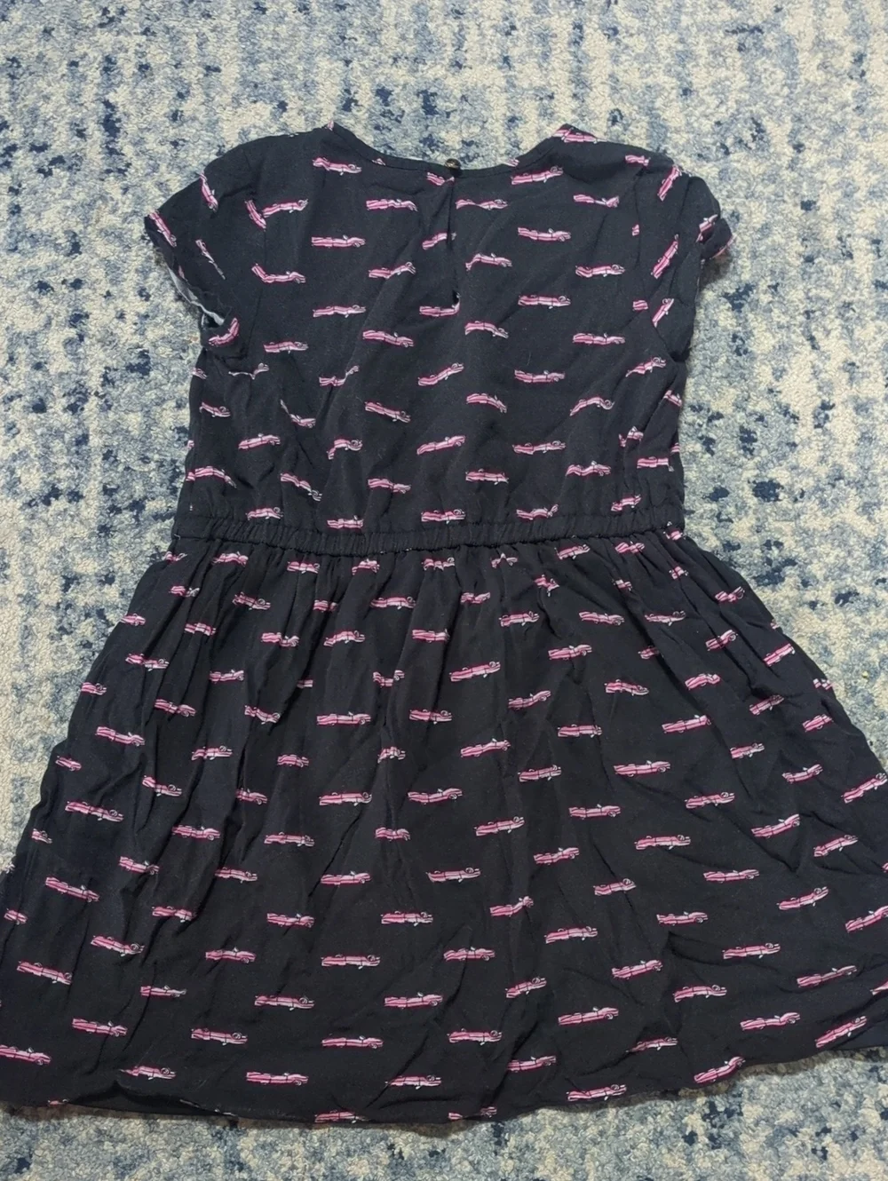 Kate Spade New York Black Pink Car Print Fit & Flare Dress Size 8